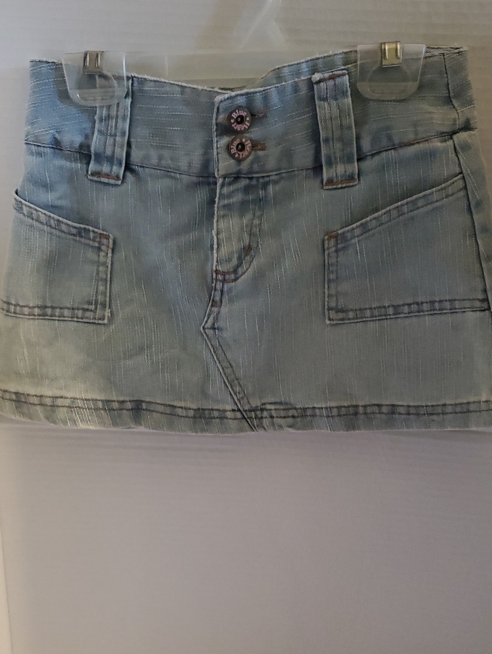 Vintage Blue Heart Girl's Light Wash Denim Skirt/Skort w/ Built-in Shorts Size 7